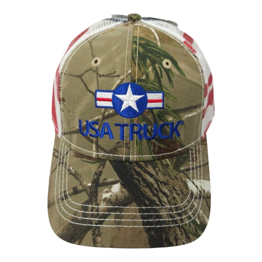 USA Truck Realtree AP Camo Mesh Strapback Cap Trucker Baseball Hat Flag America